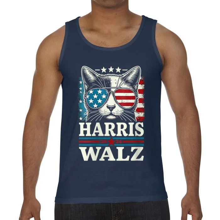 Harris Waltz 2024 Election Funny Cat Kamala Harris Tim Walz Comfort Colors® Tank Top