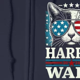 Harris Waltz 2024 Election Funny Cat Kamala Harris Tim Walz Full Zip Hoodie