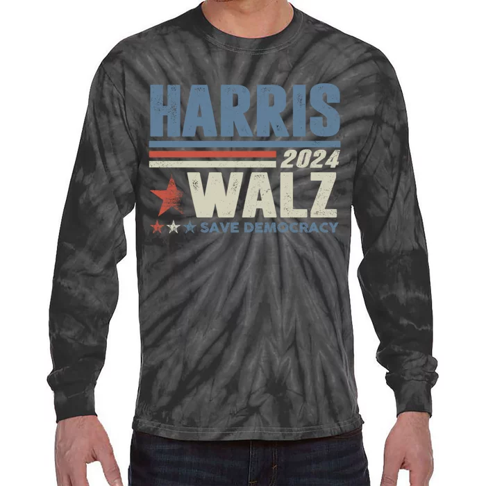 Harris Waltz 2024 Election Kamala Harris Tim Waltz 2024 Tie-Dye Long Sleeve Shirt