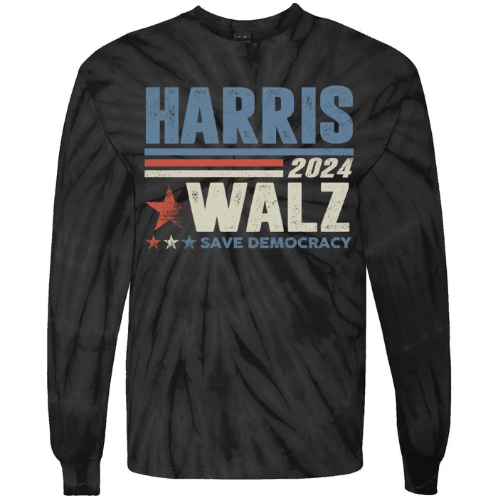 Harris Waltz 2024 Election Kamala Harris Tim Waltz 2024 Tie-Dye Long Sleeve Shirt