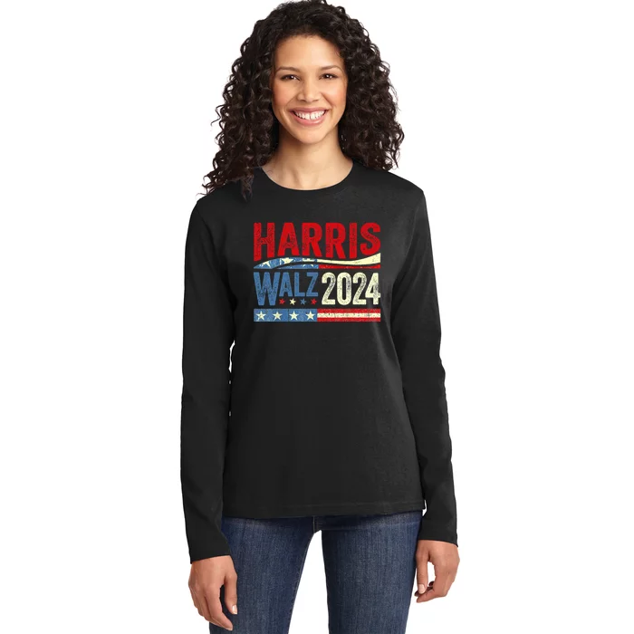 Harris Waltz 2024 Election Kamala Harris Tim Waltz 2024 Ladies Long Sleeve Shirt