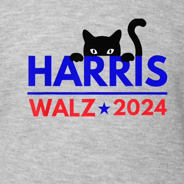 Harris Walz 2024 Funny Cat Election Kamala Harris Tim Waltz Toddler Sweatshirt