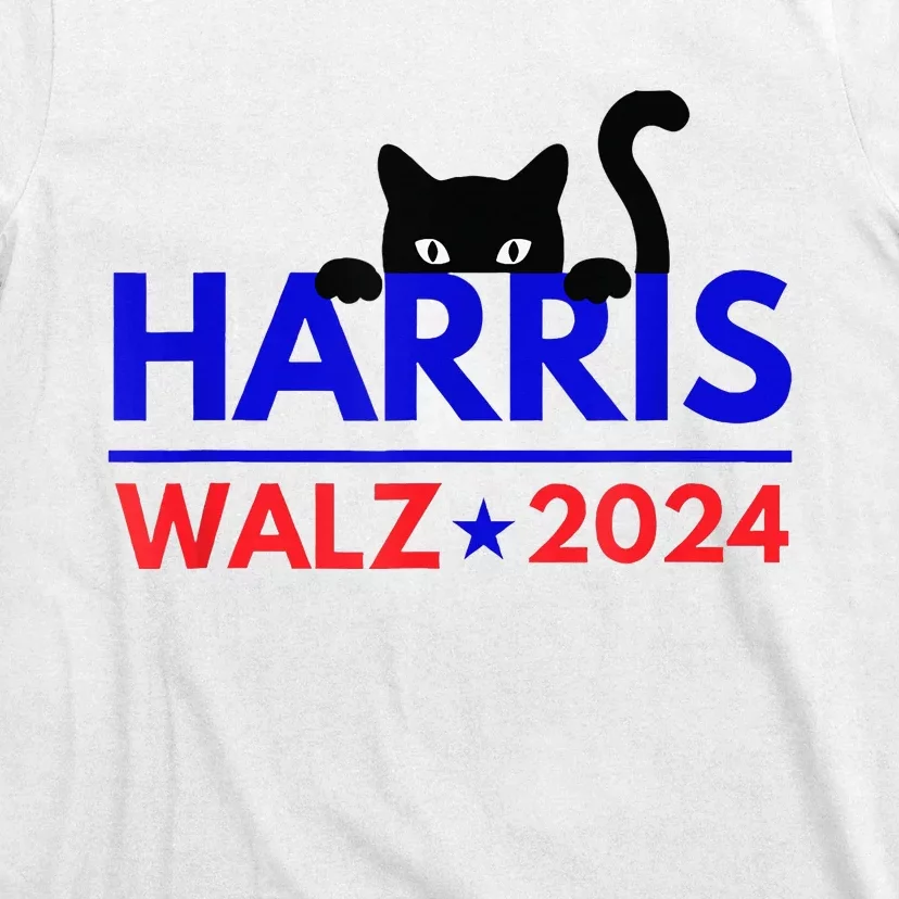 Harris Walz 2024 Funny Cat Election Kamala Harris Tim Waltz T-Shirt