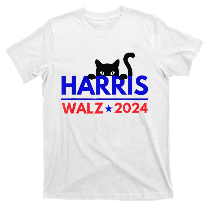 Harris Walz 2024 Funny Cat Election Kamala Harris Tim Waltz T-Shirt