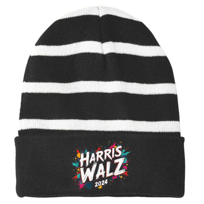 Harris Waltz 2024 Colorful Event Striped Beanie with Solid Band