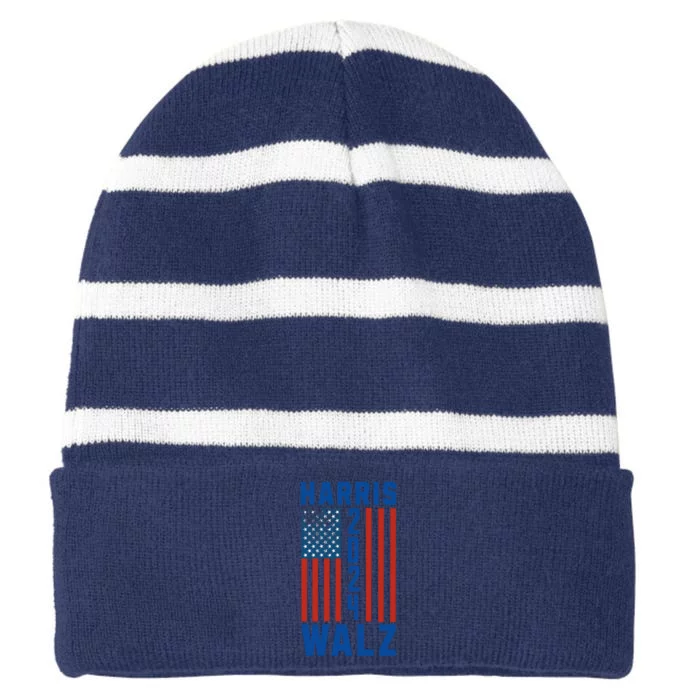 Harris Walz 2024 Striped Beanie with Solid Band