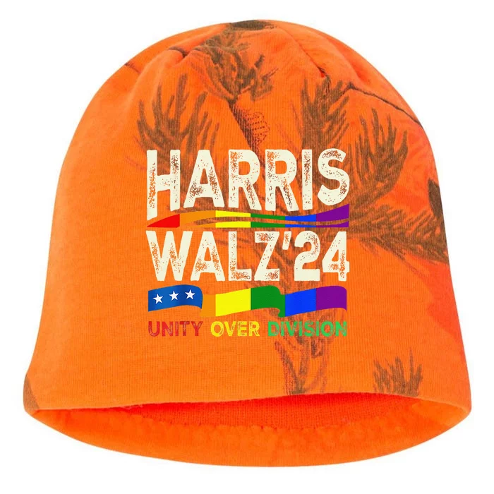 Harris Waltz 2024 Unity Over Division Kamala Harris Tim Walz Kati - Camo Knit Beanie