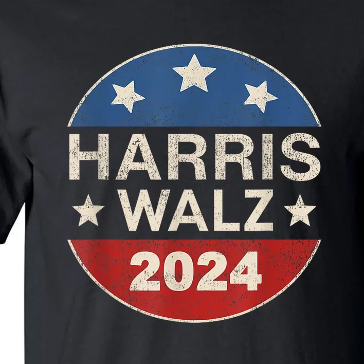 Harris Waltz 2024 Vp Kamala Harris Tim Waltz Retro Button Tall T-Shirt