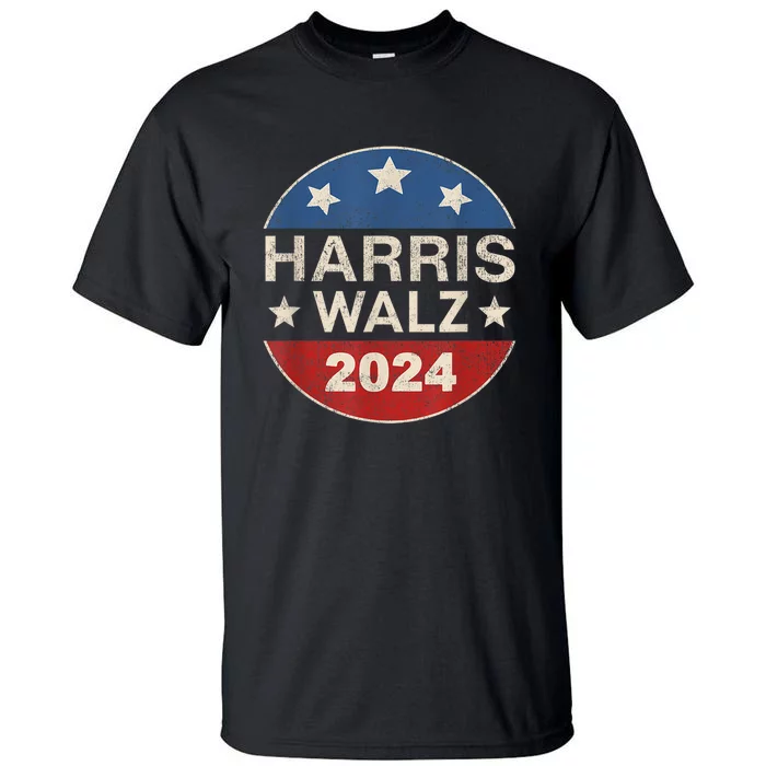 Harris Waltz 2024 Vp Kamala Harris Tim Waltz Retro Button Tall T-Shirt