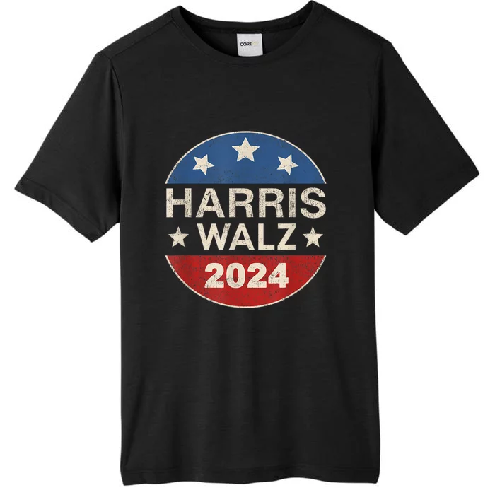 Harris Waltz 2024 Vp Kamala Harris Tim Waltz Retro Button ChromaSoft Performance T-Shirt