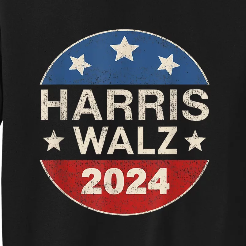 Harris Waltz 2024 Vp Kamala Harris Tim Waltz Retro Button Tall Sweatshirt