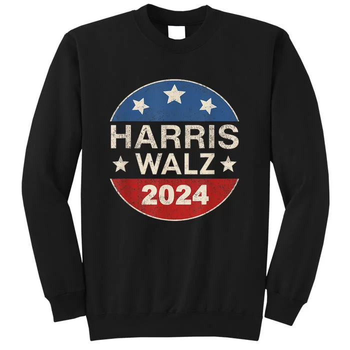 Harris Waltz 2024 Vp Kamala Harris Tim Waltz Retro Button Tall Sweatshirt