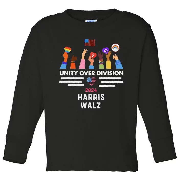 Harris Waltz 2024 Unity Over Division Toddler Long Sleeve Shirt