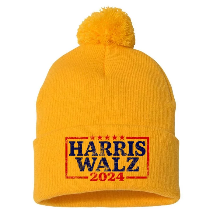 Harris Waltz 2024 Election Kamala Harris Tim Waltz 2024 Pom Pom 12in Knit Beanie