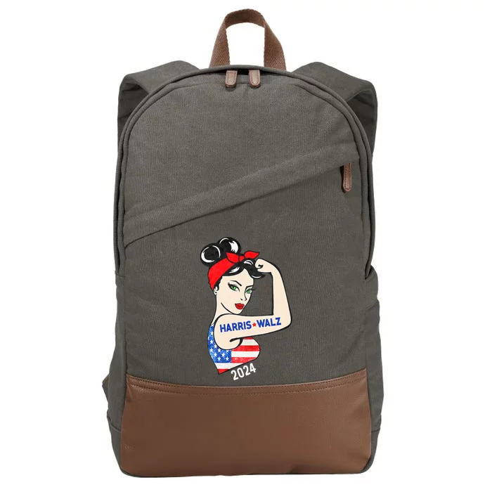 Harris Waltz 2024 Election Kamala Harris Tim Waltz 24 Cotton Canvas Backpack