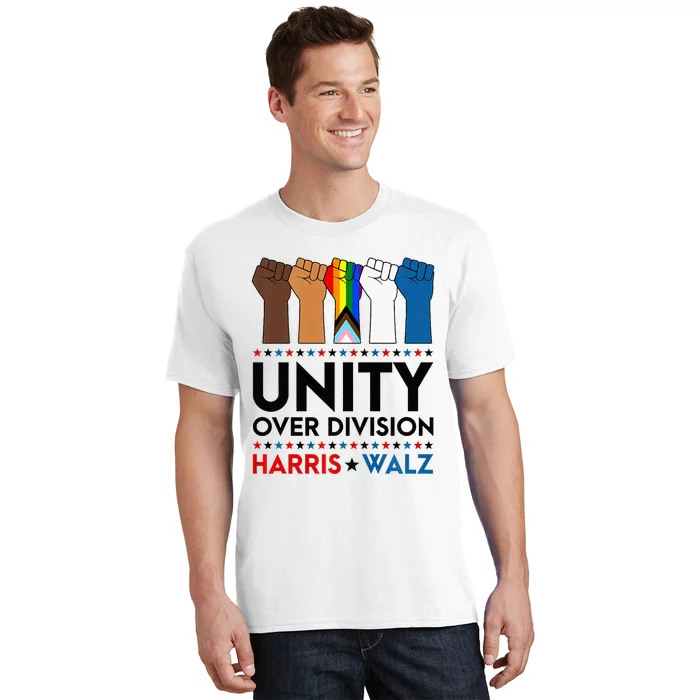 Harris Waltz 2024 Unity Over Division Election Kamala Lgbtq Premium T-Shirt