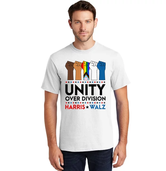 Harris Waltz 2024 Unity Over Division Election Kamala Lgbtq Premium Tall T-Shirt