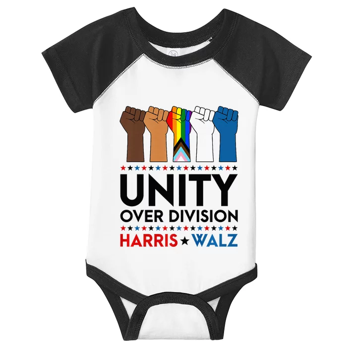 Harris Waltz 2024 Unity Over Division Election Kamala Lgbtq Premium Infant Baby Jersey Bodysuit