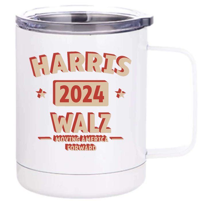 Harris Wlaz 2024 Casual 2024 Kamala & Democrats Casual Apparel Front & Back 12oz Stainless Steel Tumbler Cup