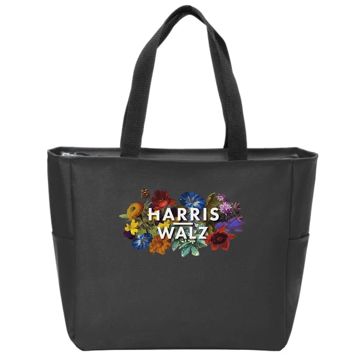 Harris Walz 2024 Floral Feminine Women Harris Waltz 2024 Zip Tote Bag