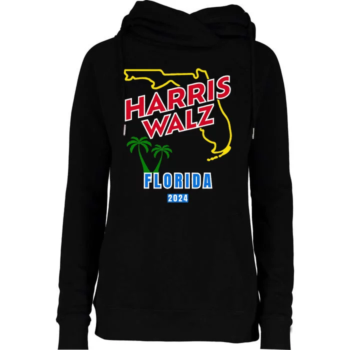 Harris Walz 2024 Florida Womens Funnel Neck Pullover Hood