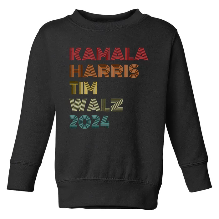 Harris Walz 2024 Kamala Harris Tim Walz Waltz Vintage Style Toddler Sweatshirt