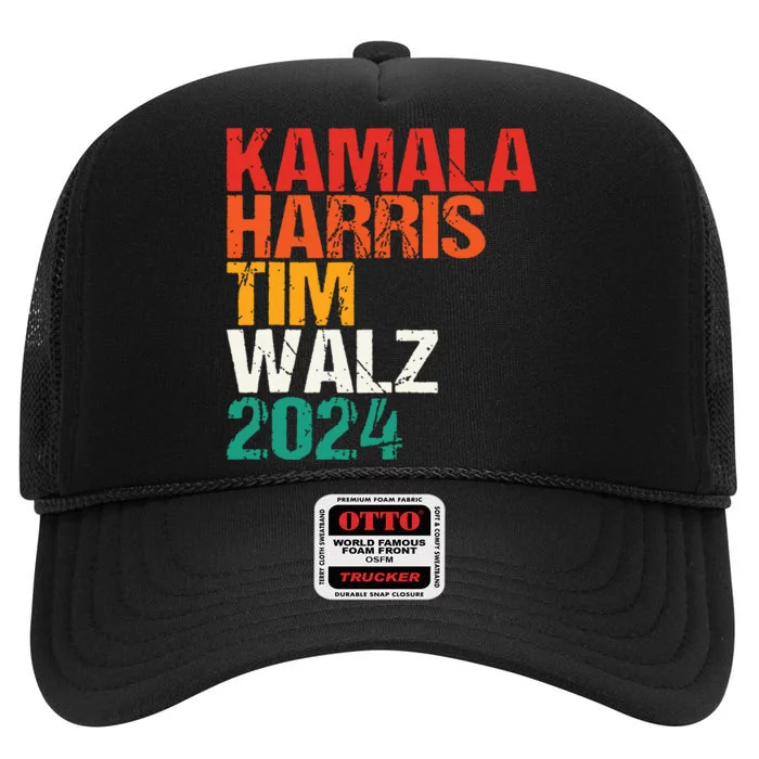 Harris Walz 2024 Kamala Harris Tim Walz Waltz Vintage High Crown Mesh Trucker Hat