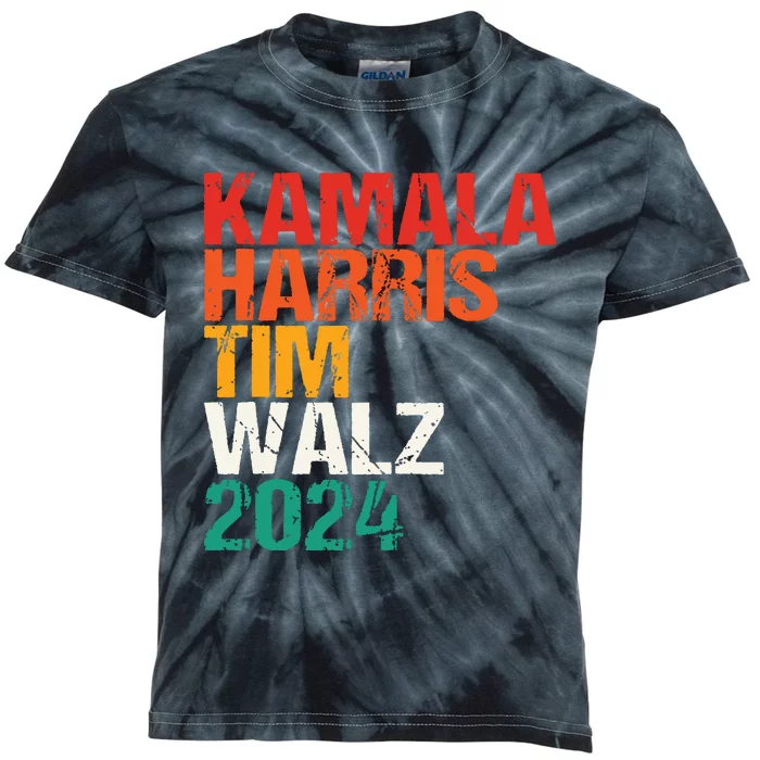 Harris Walz 2024 Kamala Harris Tim Walz Waltz Vintage Kids Tie-Dye T-Shirt