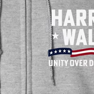 Harris Waltz 2024 Unity Over Division 2024 Usa Flag Election Full Zip Hoodie