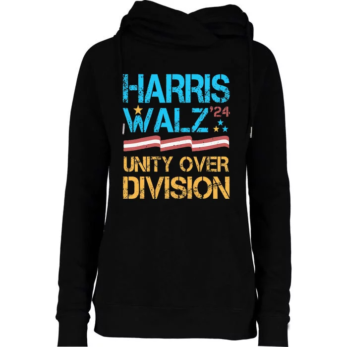 Harris Waltz 2024 Unity Over Division Womens Funnel Neck Pullover Hood