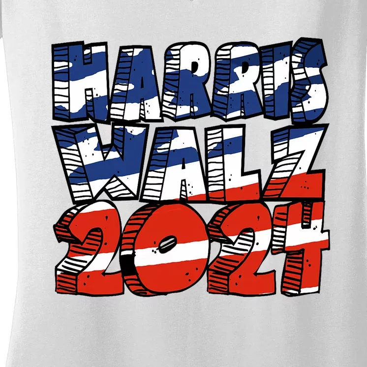 Harris Walz 2024 Women's V-Neck T-Shirt