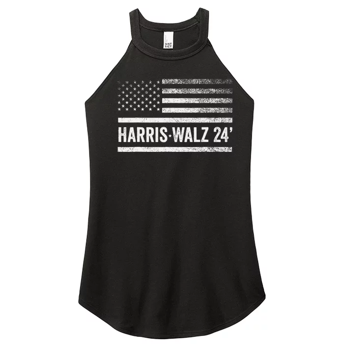 Harris Walz 2024 Election Kamala Tim Waltz American Flag Women’s Perfect Tri Rocker Tank