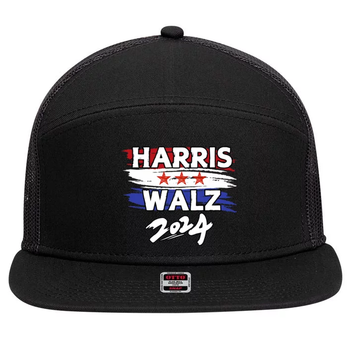 Harris Walz 2024 Kamala Harris Tim Walz Kamala Tim 2024 7 Panel Mesh Trucker Snapback Hat