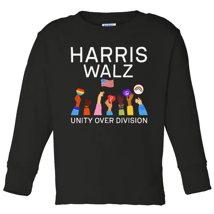 Harris Waltz 2024 Unity Over Division Toddler Long Sleeve Shirt