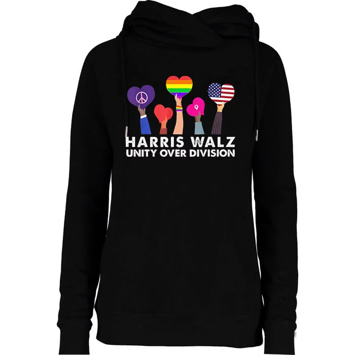 Harris Waltz 2024 Unity Over Division Womens Funnel Neck Pullover Hood