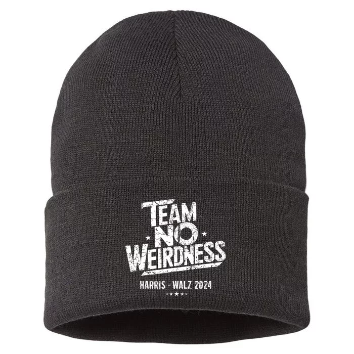 Harris Walz 2024 Team No Weirdness Funny Kamala Tim Waltz Sustainable Knit Beanie