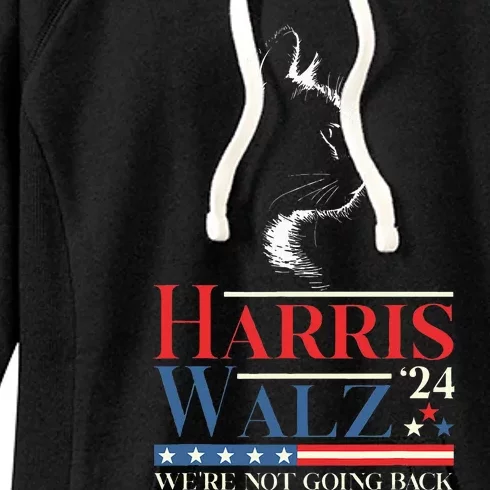 Harris Waltz 2024 Election Funny Cat Kamala Harris Tim Walz Women's Fleece Hoodie