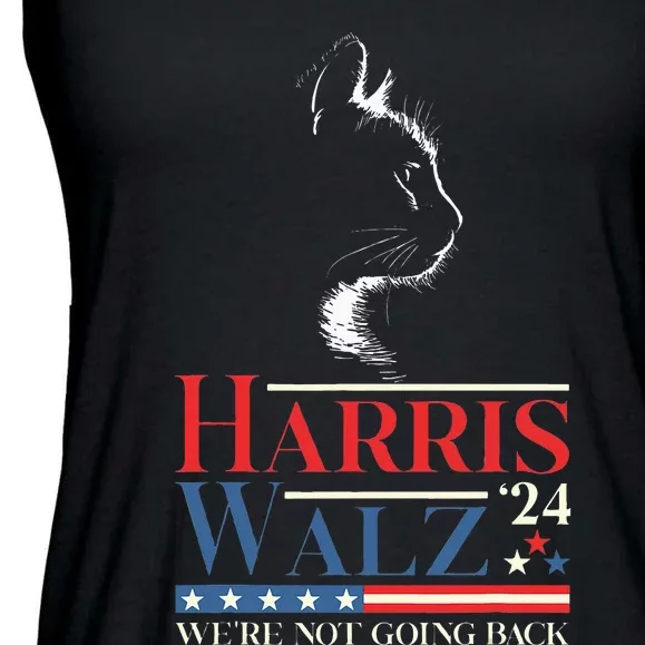 Harris Waltz 2024 Election Funny Cat Kamala Harris Tim Walz Ladies Essential Flowy Tank