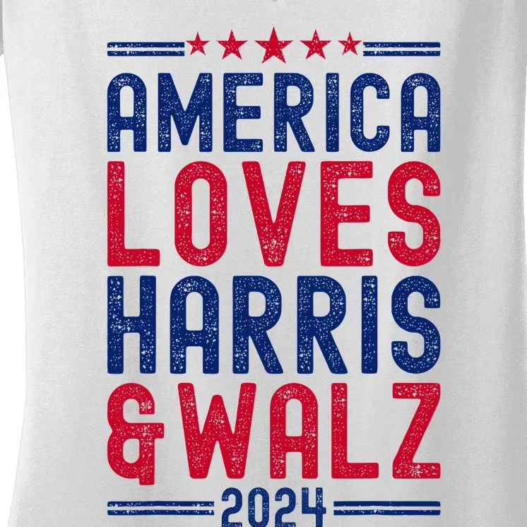 Harris Waltz 2024 Election Kamala Harris Tim Waltz Women's V-Neck T-Shirt