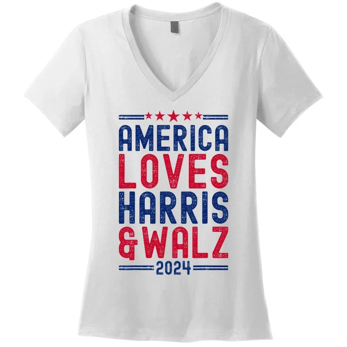 Harris Waltz 2024 Election Kamala Harris Tim Waltz Women's V-Neck T-Shirt