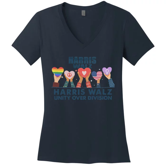 Harris Waltz 2024 Unity Over Division Women's V-Neck T-Shirt