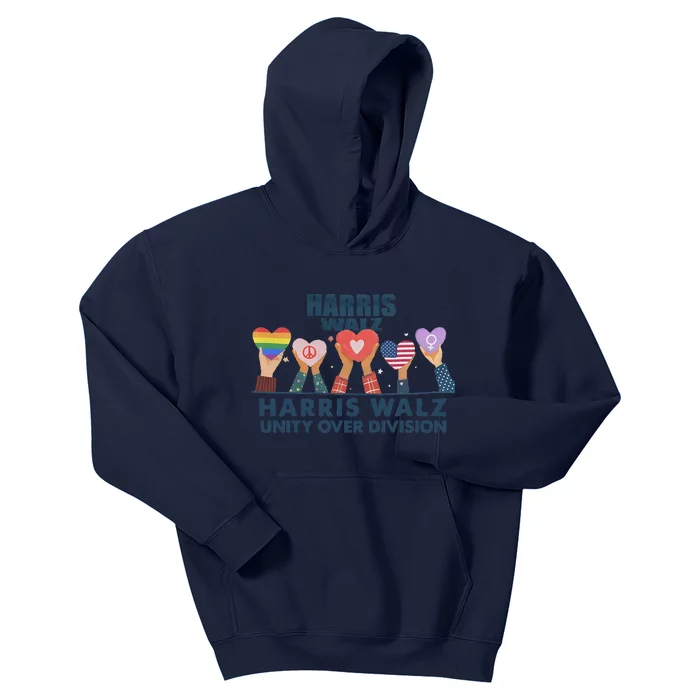 Harris Waltz 2024 Unity Over Division Kids Hoodie