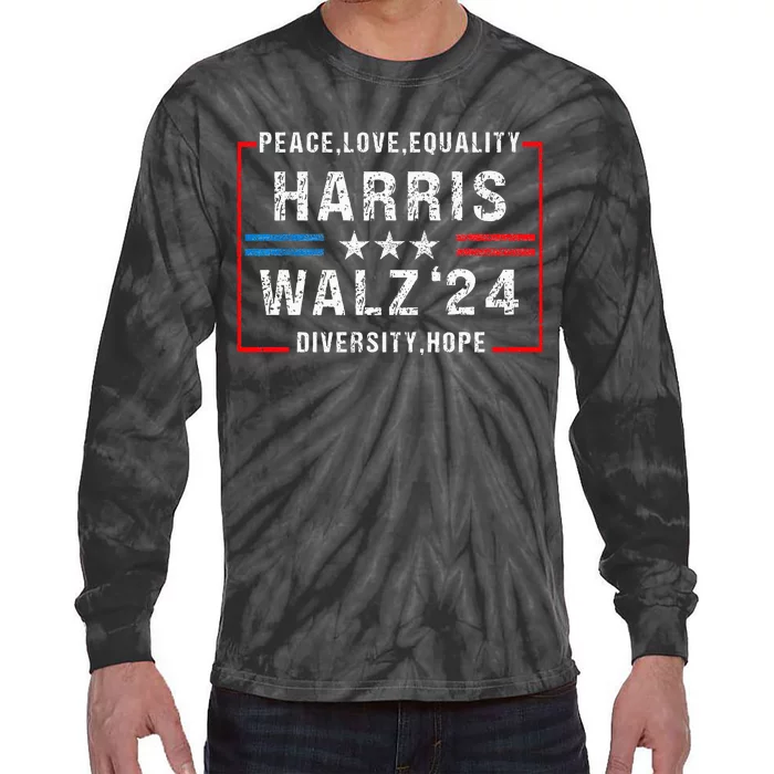 Harris Waltz 2024 Election Kamala Harris Tim Walz Waltz 2024 Tie-Dye Long Sleeve Shirt