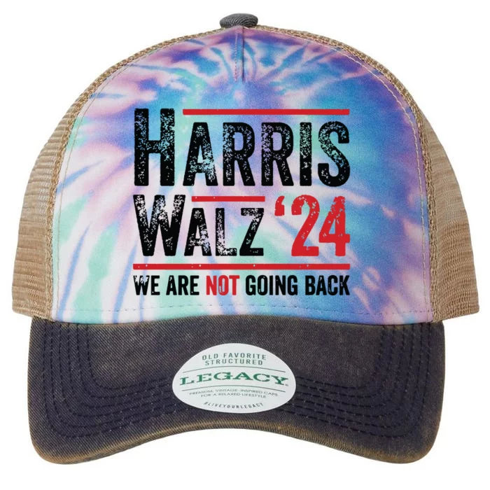 Harris Walz 2024 We Are Not Going Back Legacy Tie Dye Trucker Hat