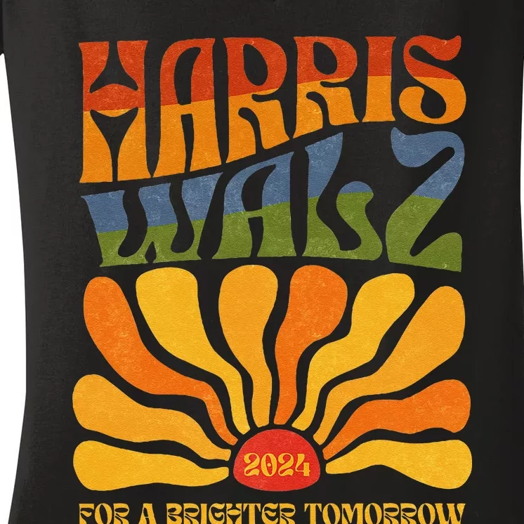 Harris Waltz 2024 For A Brighter Tomorrow Boho Aesthetic Gift Women's V-Neck T-Shirt