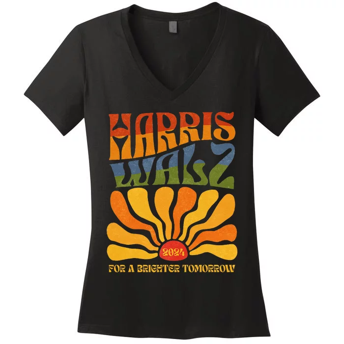 Harris Waltz 2024 For A Brighter Tomorrow Boho Aesthetic Gift Women's V-Neck T-Shirt