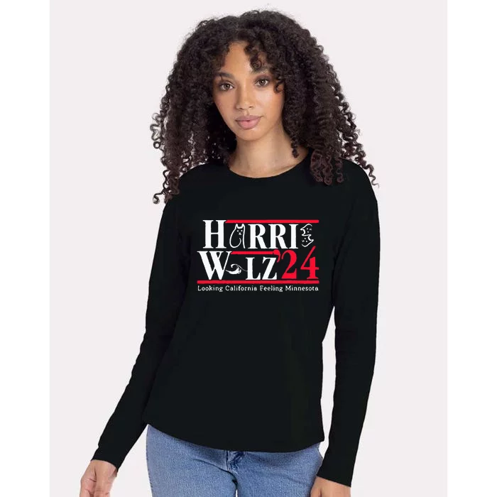 Harris Walz 2024 Childless Cat Lady Vote Kamala President Womens Cotton Relaxed Long Sleeve T-Shirt