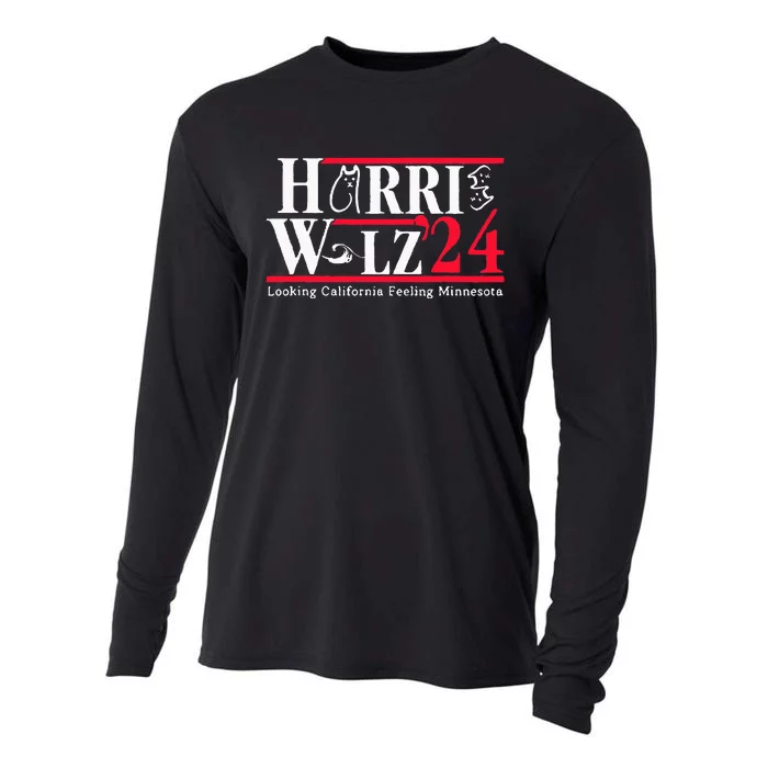 Harris Walz 2024 Childless Cat Lady Vote Kamala President Cooling Performance Long Sleeve Crew