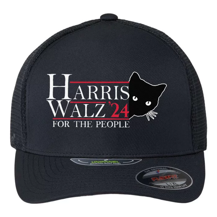 Harris Waltz 2024 For The People Cat Lady Kamala Harris 2024 Gift Flexfit Unipanel Trucker Cap