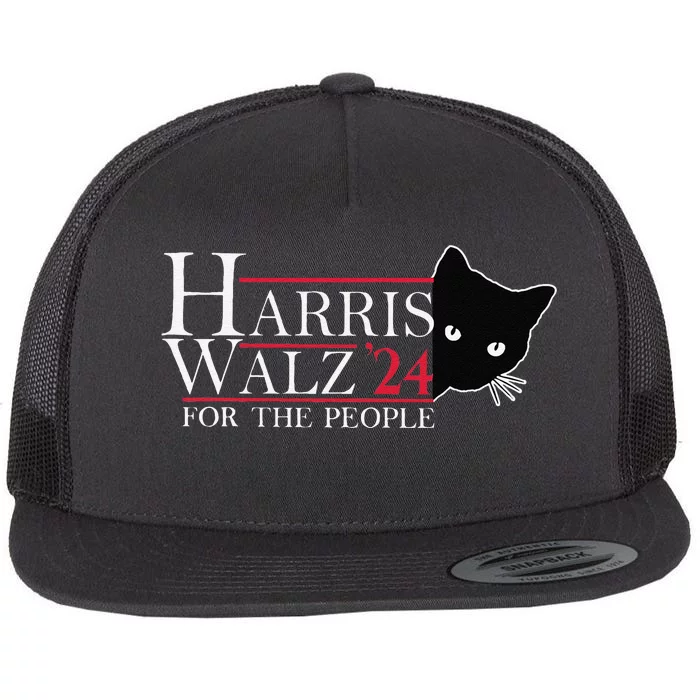 Harris Waltz 2024 For The People Cat Lady Kamala Harris 2024 Gift Flat Bill Trucker Hat